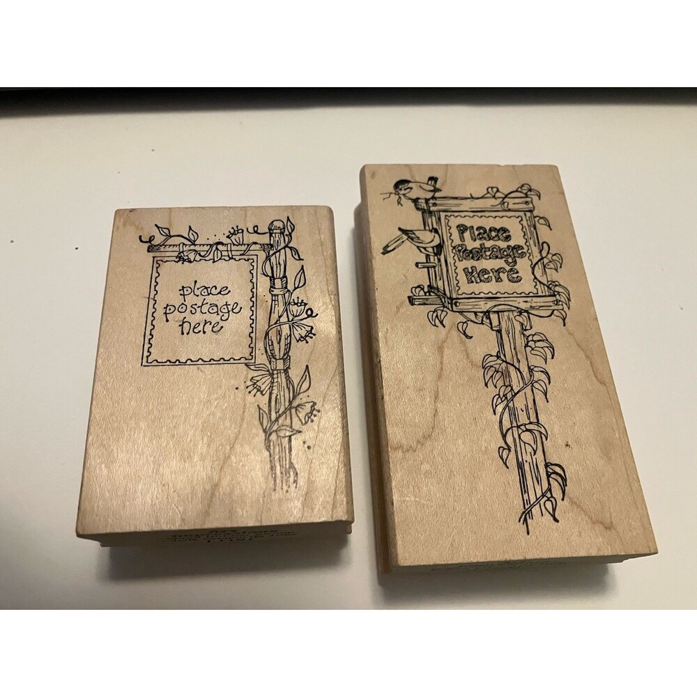 Postage Corner Floral Rubber Stamps by Art Impressions set of 2 envelope mail